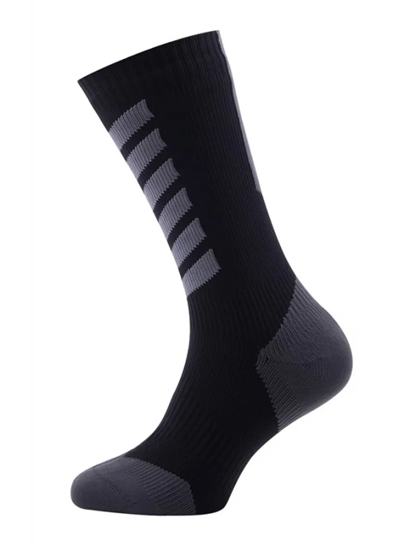 Mens M SEALSKINZ MTB Mid Sock with Hydrostop Black//Charcoal//Anthracite
