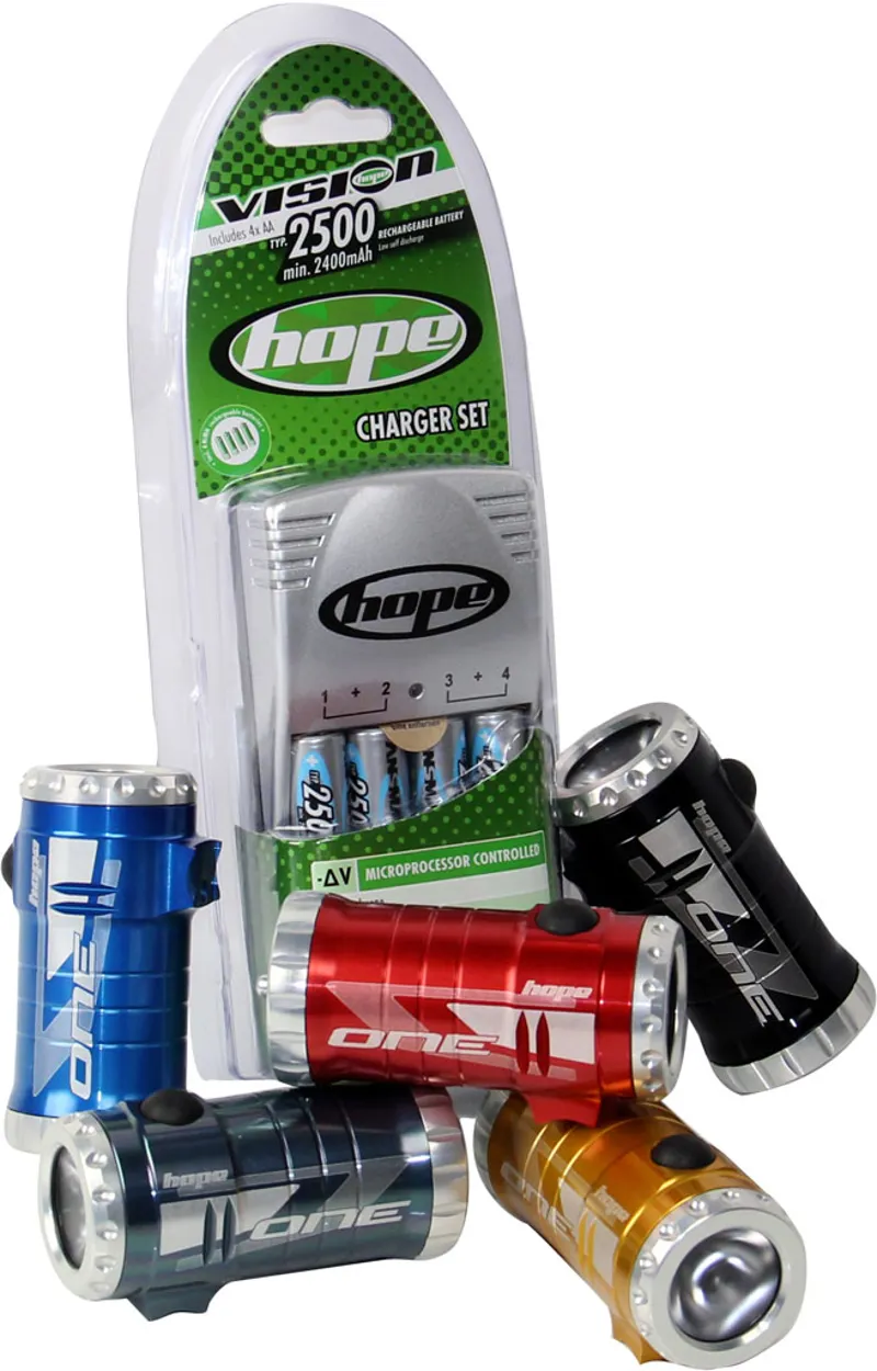 Hope Vision 1 LED Front Light with Battery/Charger Red-2