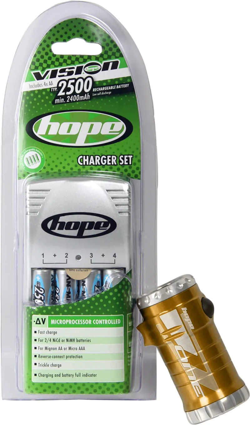 Hope Vision 1 LED Front Light with Battery/Charger Gold