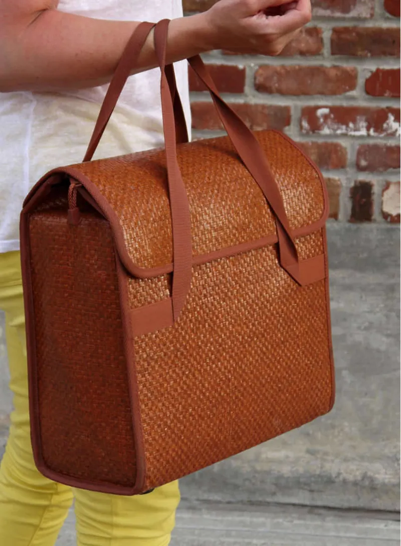 Bobbin Straw Pannier Bag Brown-2