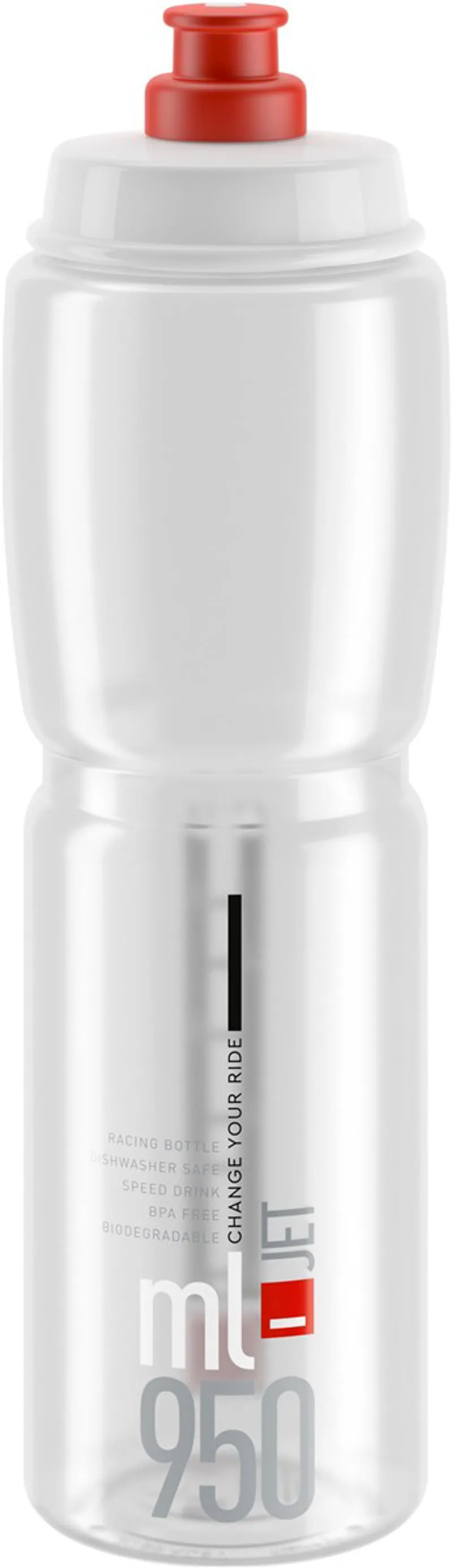 Elite Jet 950ml Hydration Bike Bottle Clear/Red -1