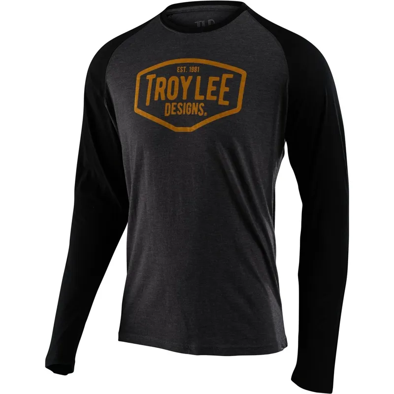 Troy Lee Designs Motor Oil Long Sleeve Raglan Charcoal/Black-1