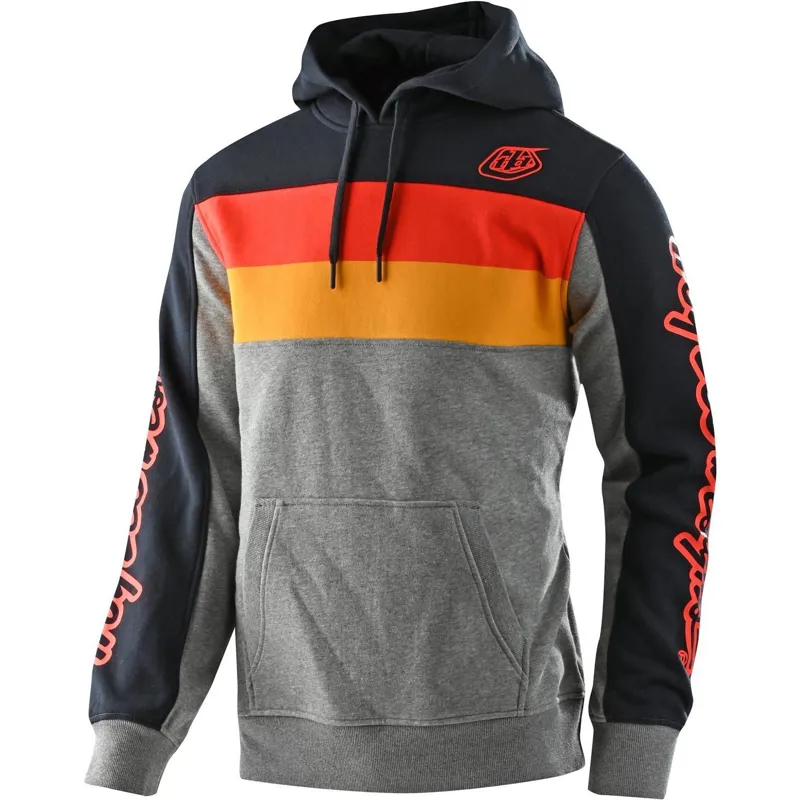 Troy Lee Designs Block Signature Pullover Hoodie Grey Heather/Orange-1