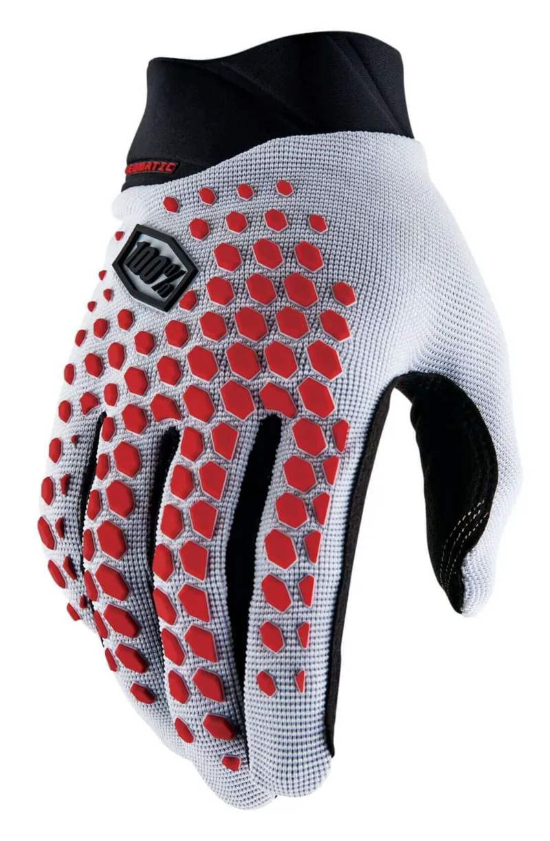 100 Percent Geomatic MTB Gloves Grey/Racer Red