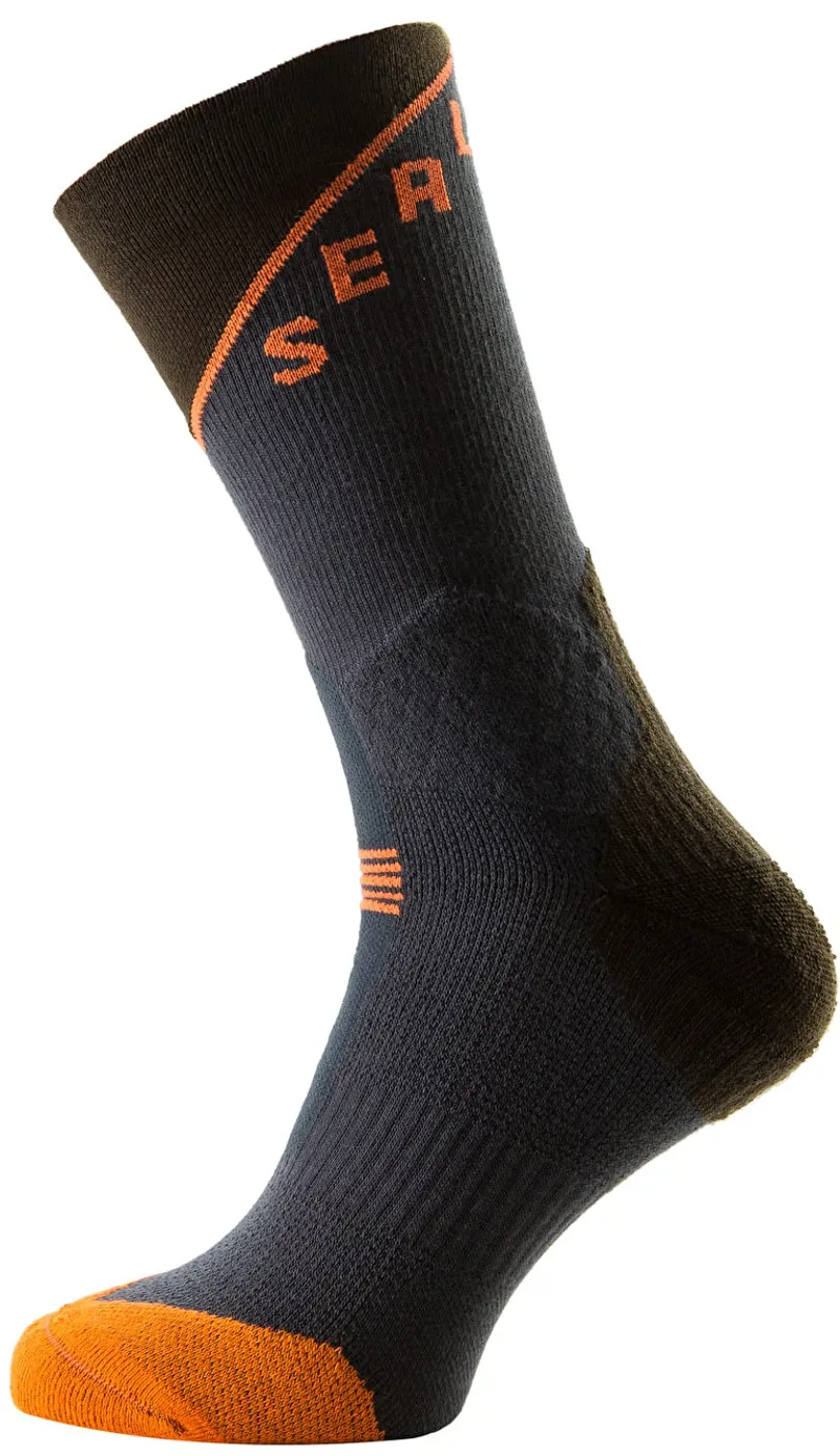 SealSkinz MTB Trail Mid Socks Anthracite/DK Olive/Orange