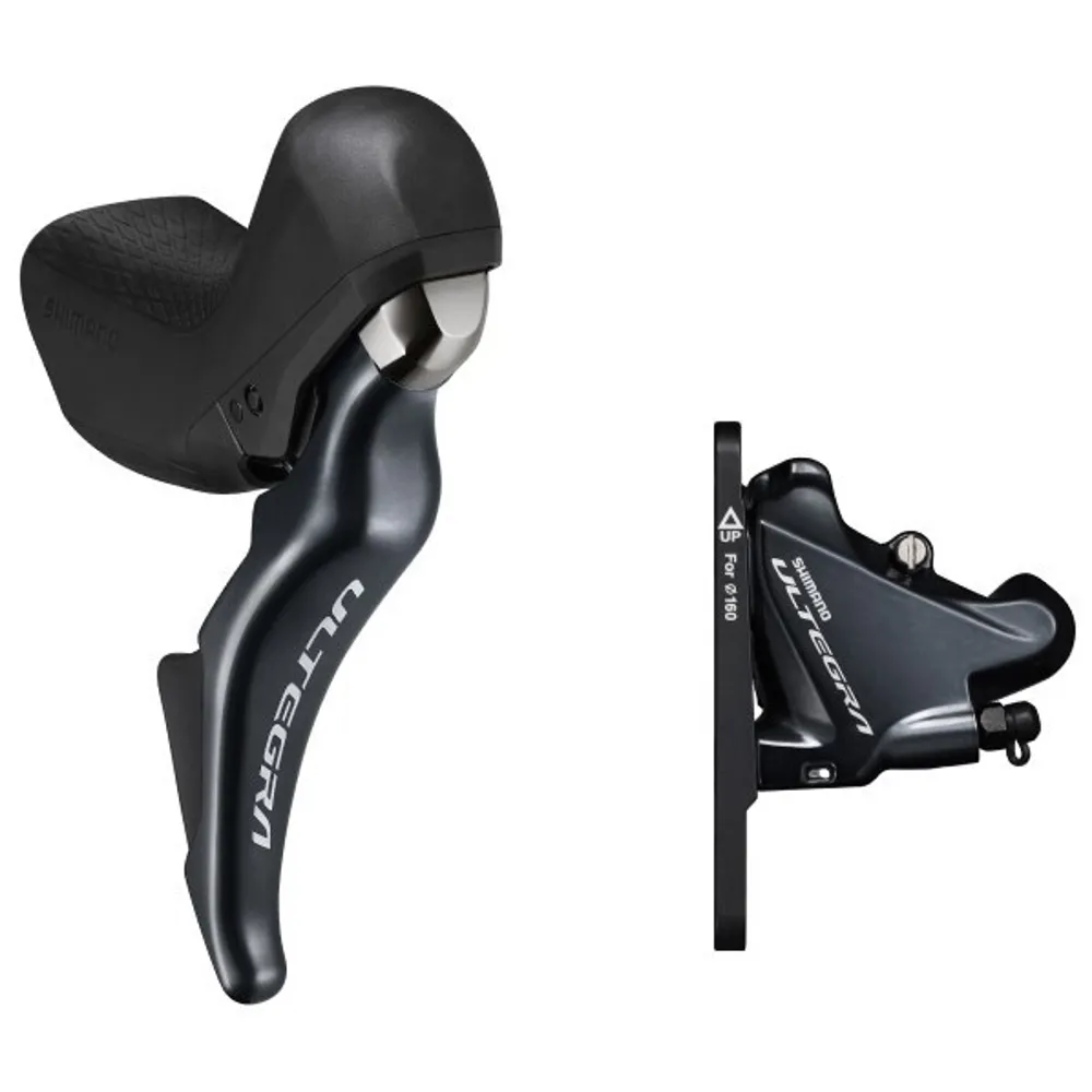 Image of Shimano ST-R8025 Ultegra Front Disc Brake Right Hand Lever 11 Speed Short Reach STI Bled with BR-R8070 Caliper Black
