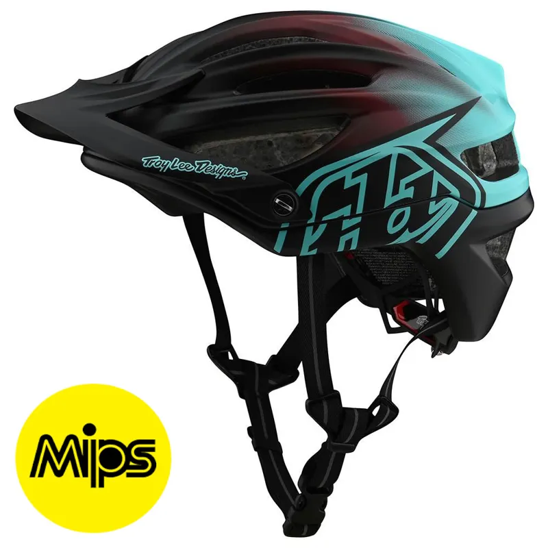 Troy Lee Designs A2 MTB MIPS Helmet StainD Black/Turquoise 