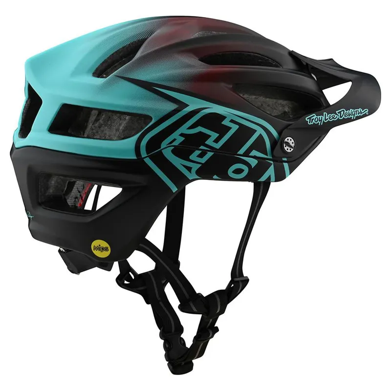 Troy Lee Designs A2 MTB MIPS Helmet StainD Black/Turquoise -1