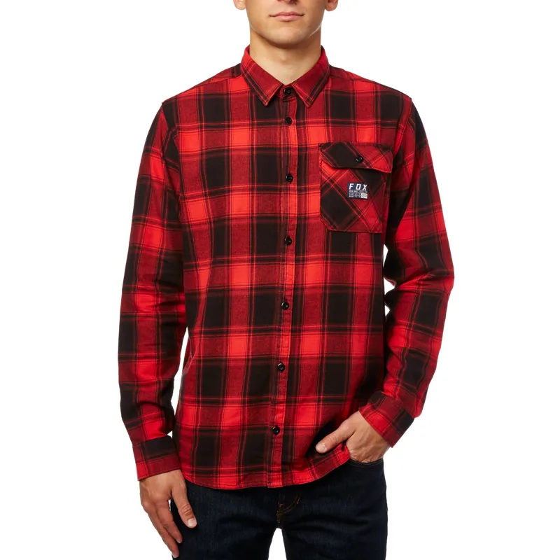 Fox Voyd Flannel LS Shirt Black/Red-2