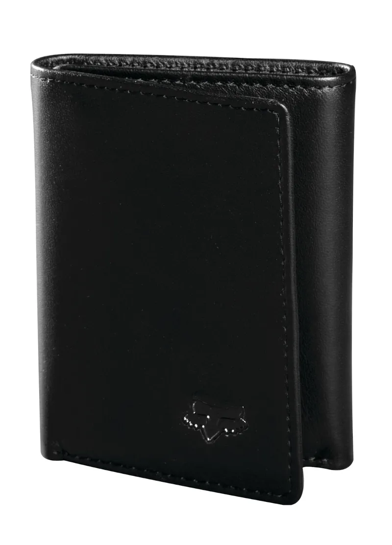 Fox Trifold Leather Wallet Black
