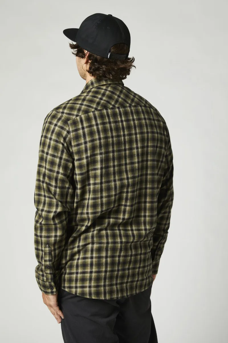 Fox Reeves LS Flannel Woven Shirt Olive Green-2