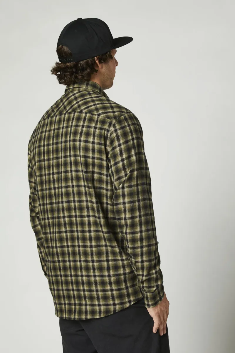 Fox Reeves LS Flannel Woven Shirt Olive Green-3