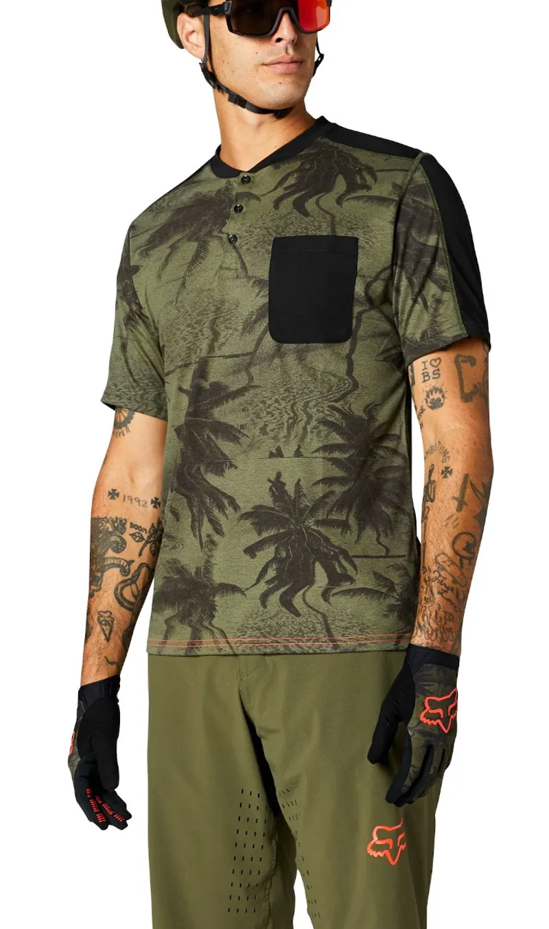 Fox Ranger DriRelease Henley Short Sleeve Jersey Olive Green-2