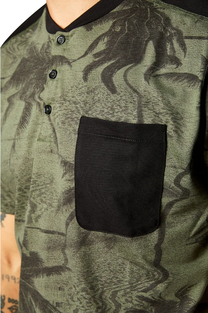 Fox Ranger DriRelease Henley Short Sleeve Jersey Olive Green-4