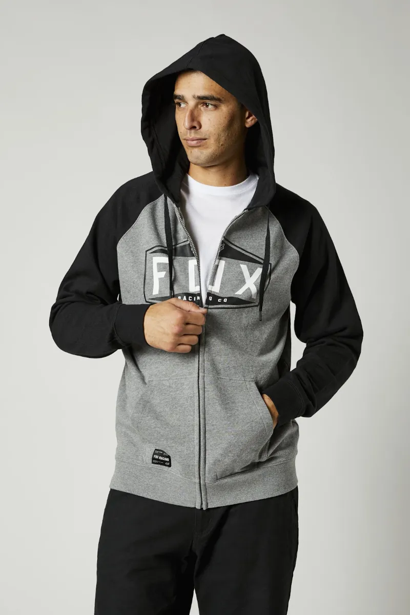 Fox Emblem Zip Raglan Fleece Hoodie Heather Graphite-1