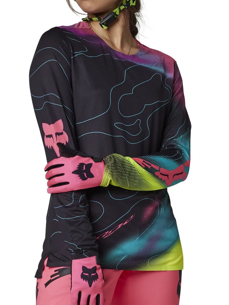 Fox Flexair Lunar Womens LS MTB Jersey Black/Pink-2