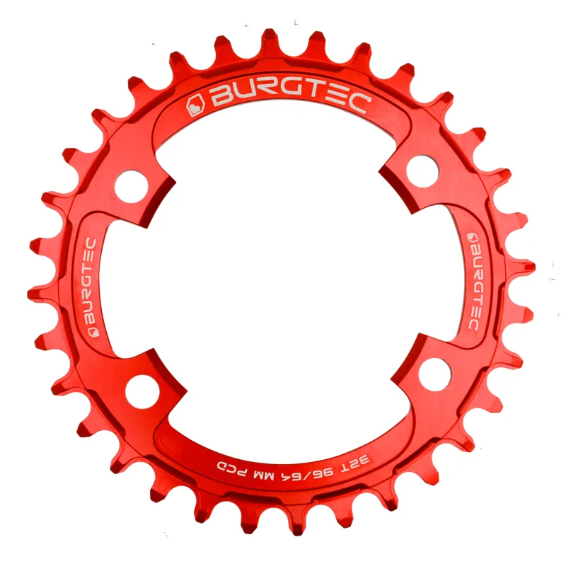 Burgtec ThickThin XT 96/64mm PCD Chainring Red