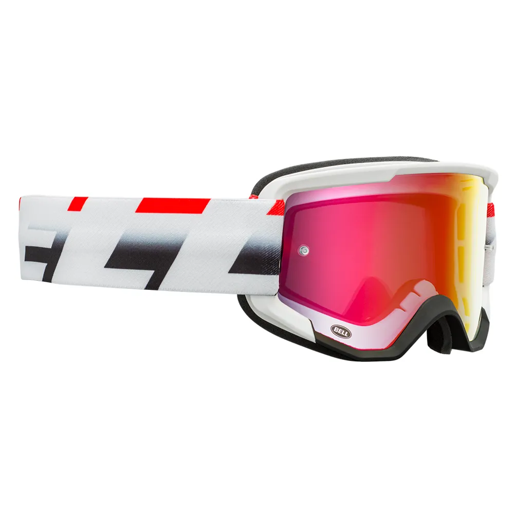 Image of Bell Descender MTB Goggles Victory Matte White/Red/Black/Mirrored Lens Revo Red