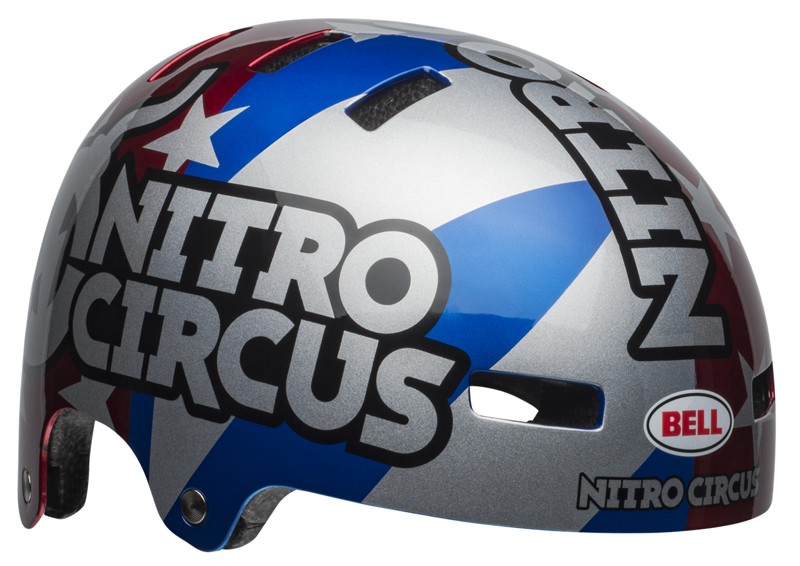 Bell Local BMX Helmet Nitro Circus Gloss Silver/Blue/Red-2