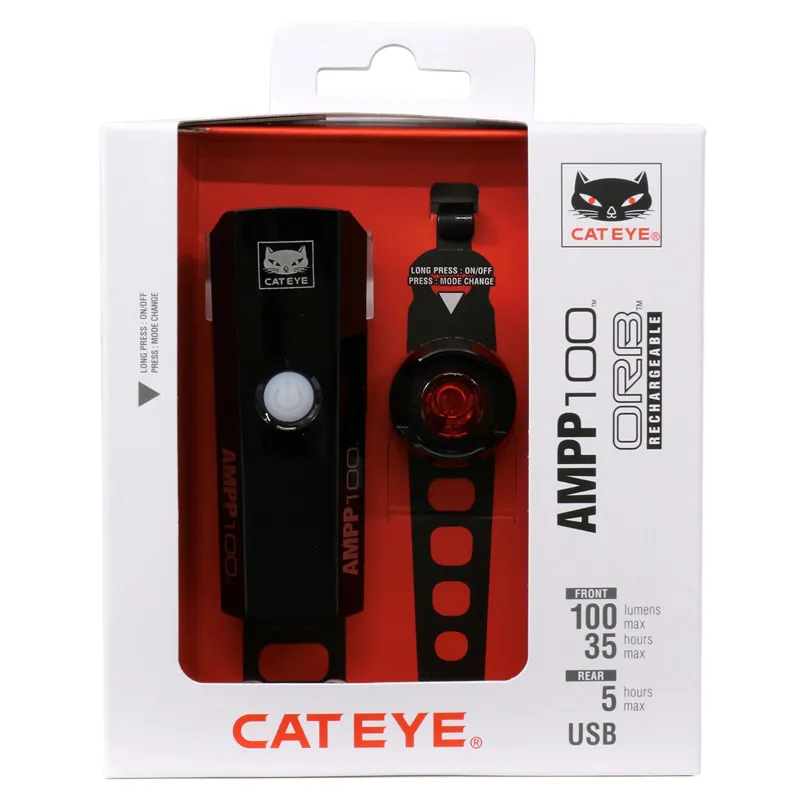 Cateye AMPP 100/Orb Rechargeable Light Set Black-4