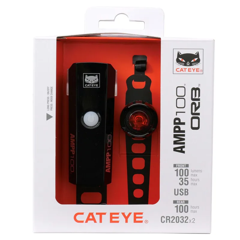 Cateye AMPP 100/Orb Light Set Black-5