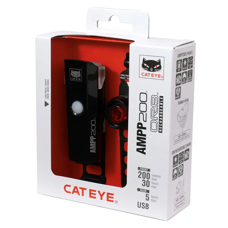 Cateye AMPP 200/Orb Rechargeable Light Set Black-4