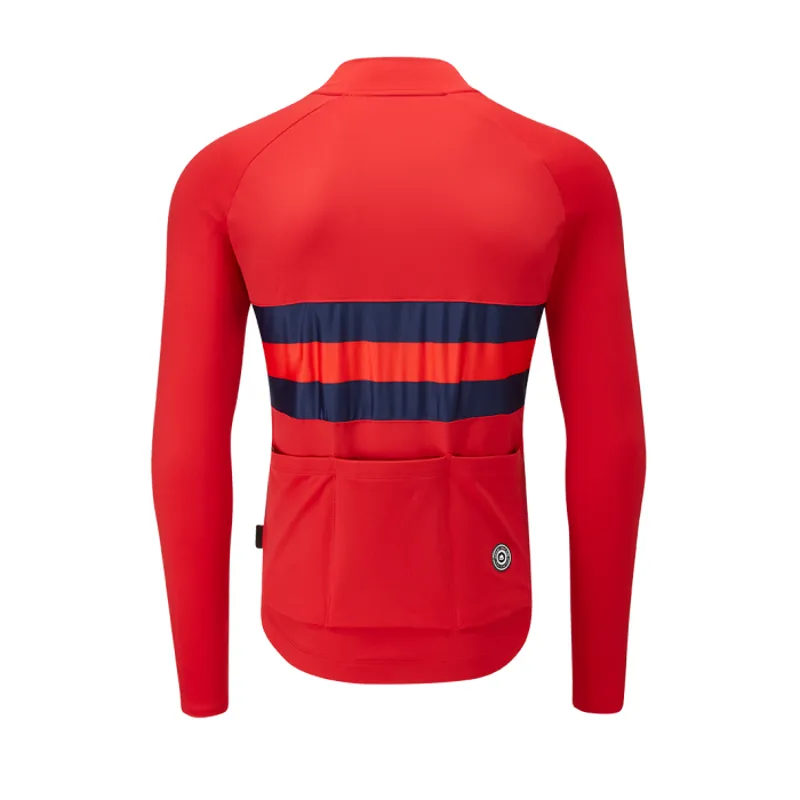 Chapeau Club Tempo Hoop Stripe II LS Road Jersey Devon Red-1