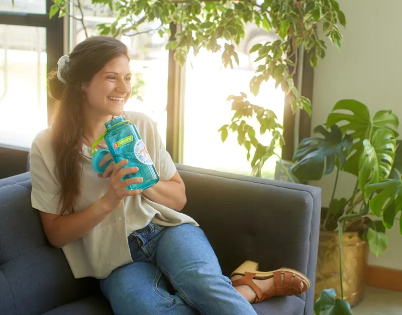 Nalgene Wide Mouth Sustain Tritan 50% Recycled 1L Bottle Cerulean-9