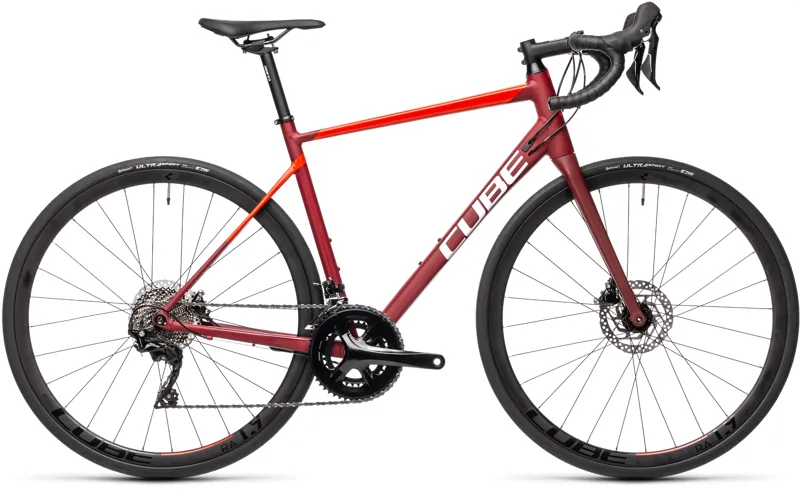 Image of Cube Attain SL 105 11 Speed AL Road Bike 2021 Red/Red