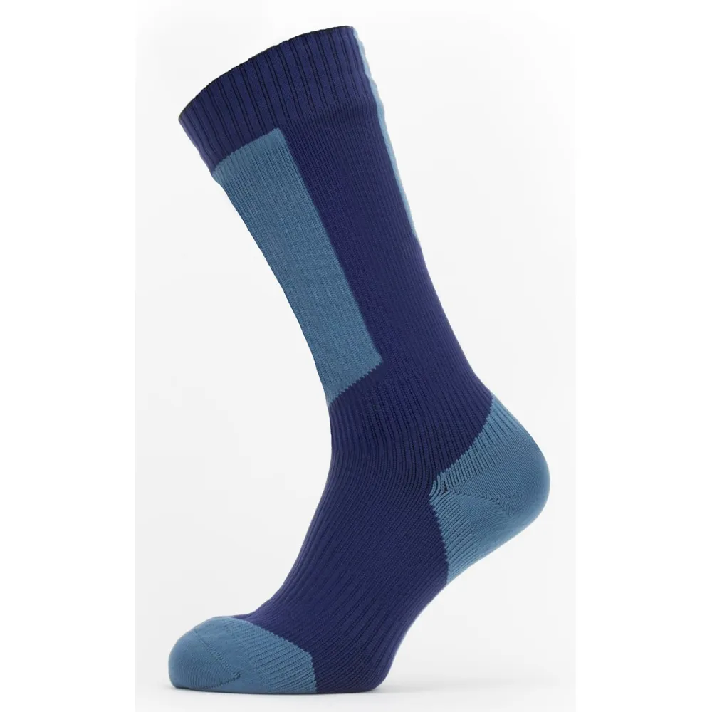Image of SealSkinz Waterproof Cold Weather Mid Length Sock with Hydrostop Navy Blue/Red