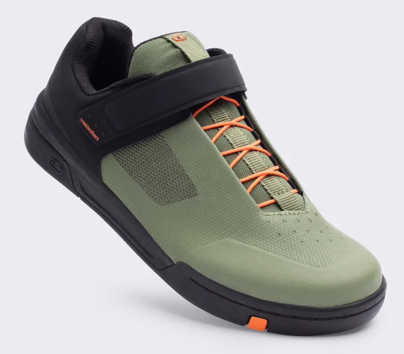 Crank Brothers Stamp SpeedLace Flat MTB Shoes Green/Black/Orange-2