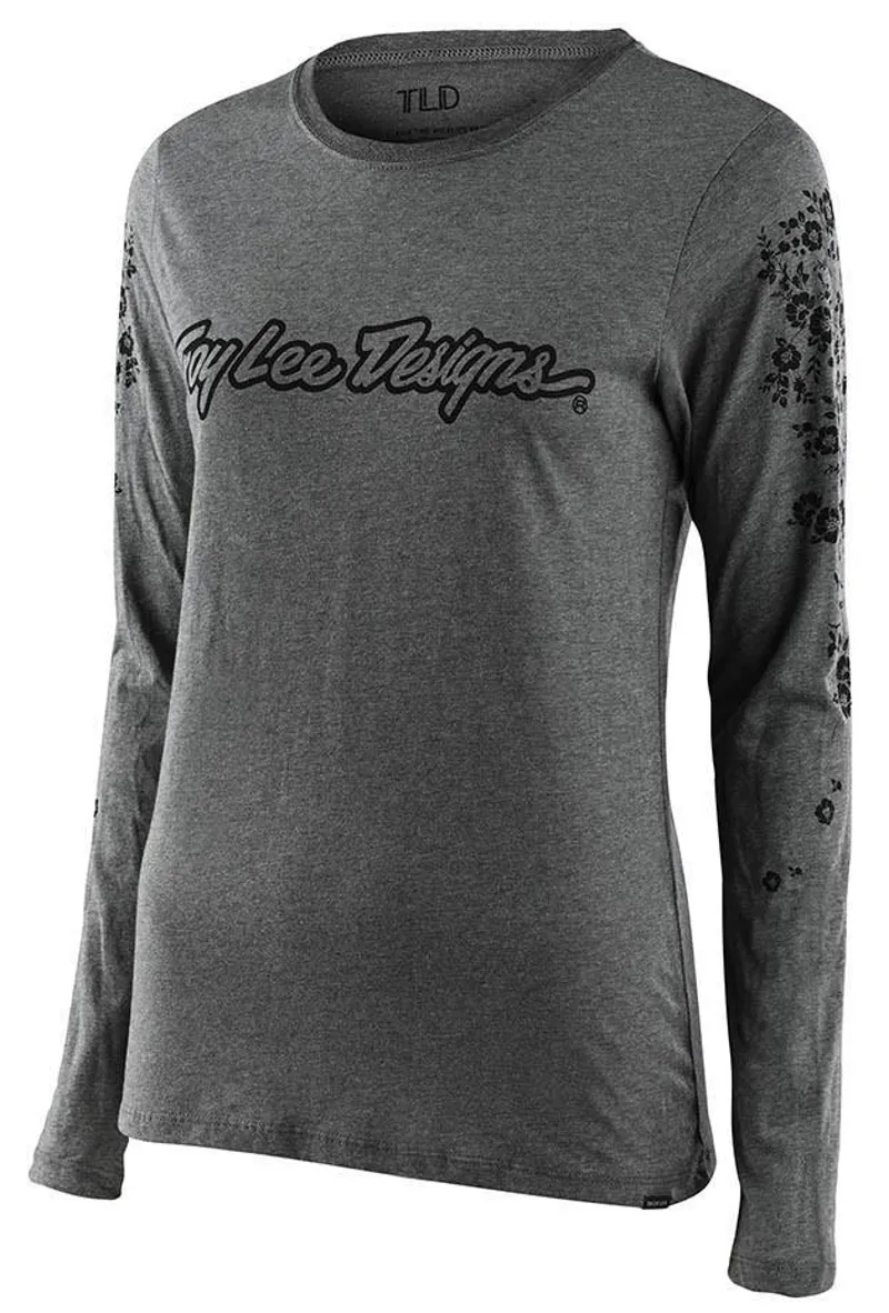 Troy Lee Designs Signature Floral Womens LS Tee Grey