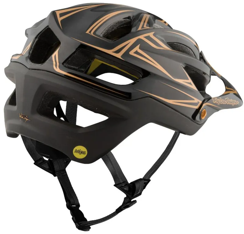 Troy Lee Designs A2 Mips Helmet Pinstripe Black/Gold-1