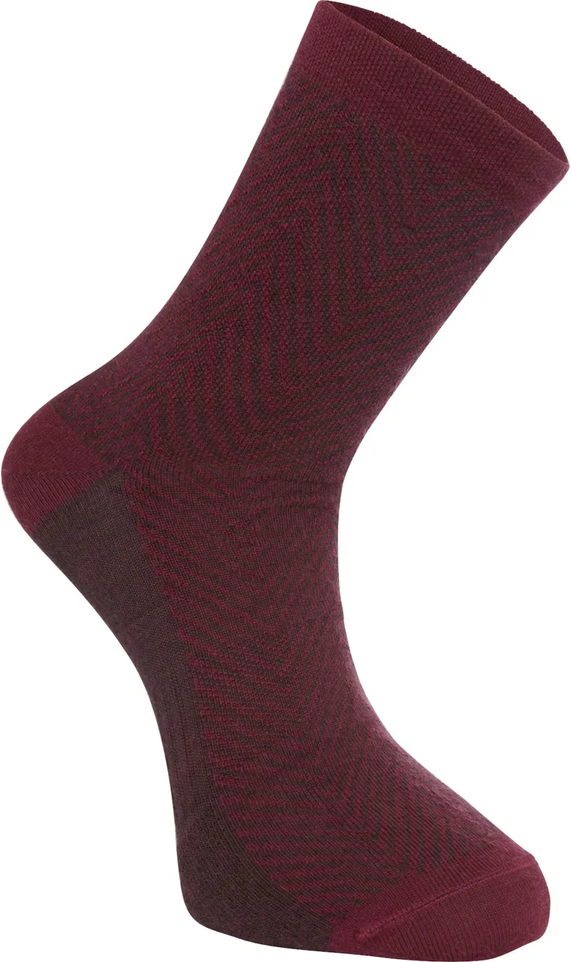 Madison Assynt Merino Long Socks Herringbone Burgundy