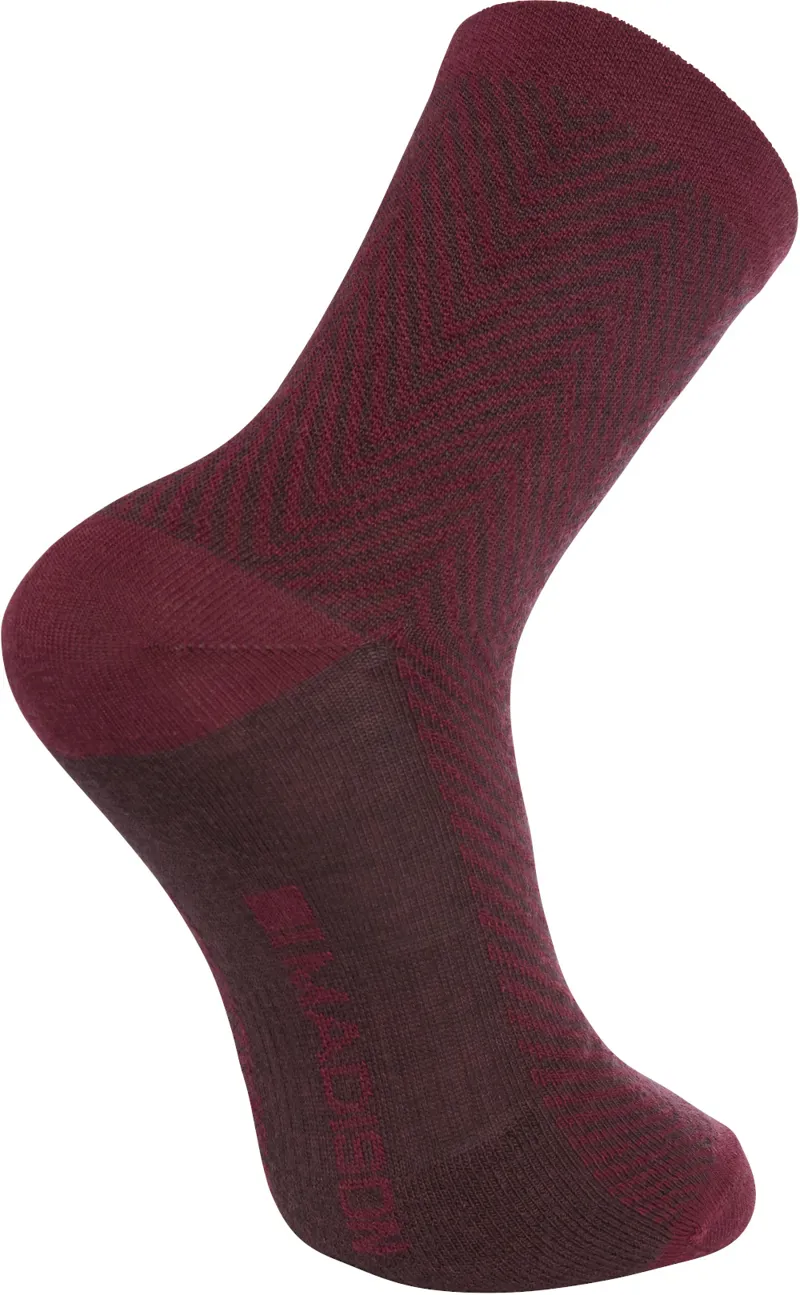 Madison Assynt Merino Long Socks Herringbone Burgundy-1