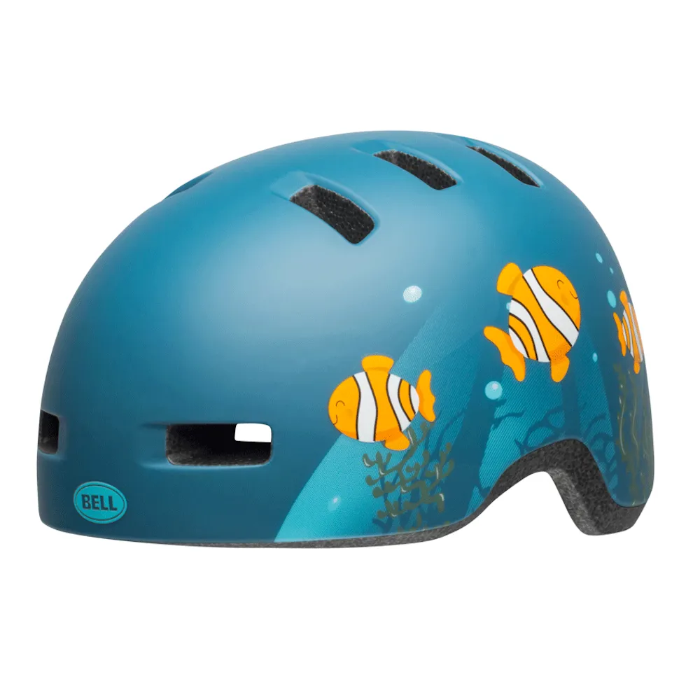 Bell Bell Lil Ripper Kids Helmet Clown Fish Matte Grey/Blue