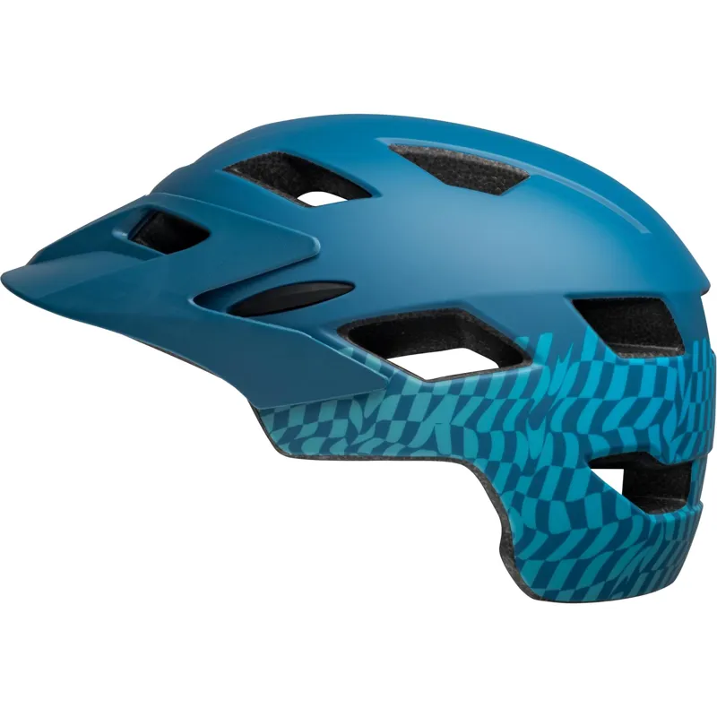 Bell Sidetrack Youth Helmet Wavy Checks Matt Blue-1