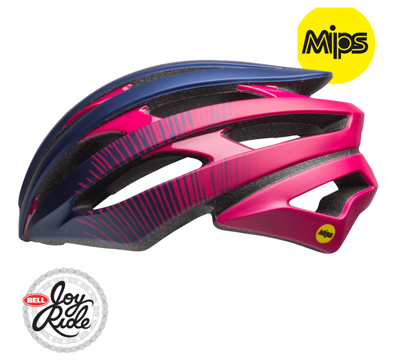 Bell Stratus Mips Road Helmet Matte/Gloss Navy/Cherry Fibers-2