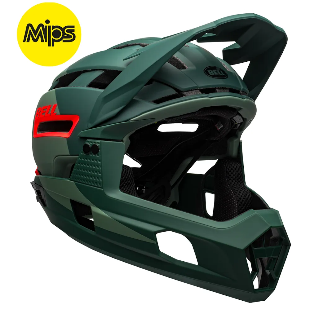 Image of Bell Super Air R Mips MTB Full Face Helmet Matte/Gloss Green/Infrared