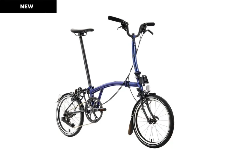 Brompton P Line 12 Speed Mid Bar Folding Bike 2024 Bolt Blue Laquer-1