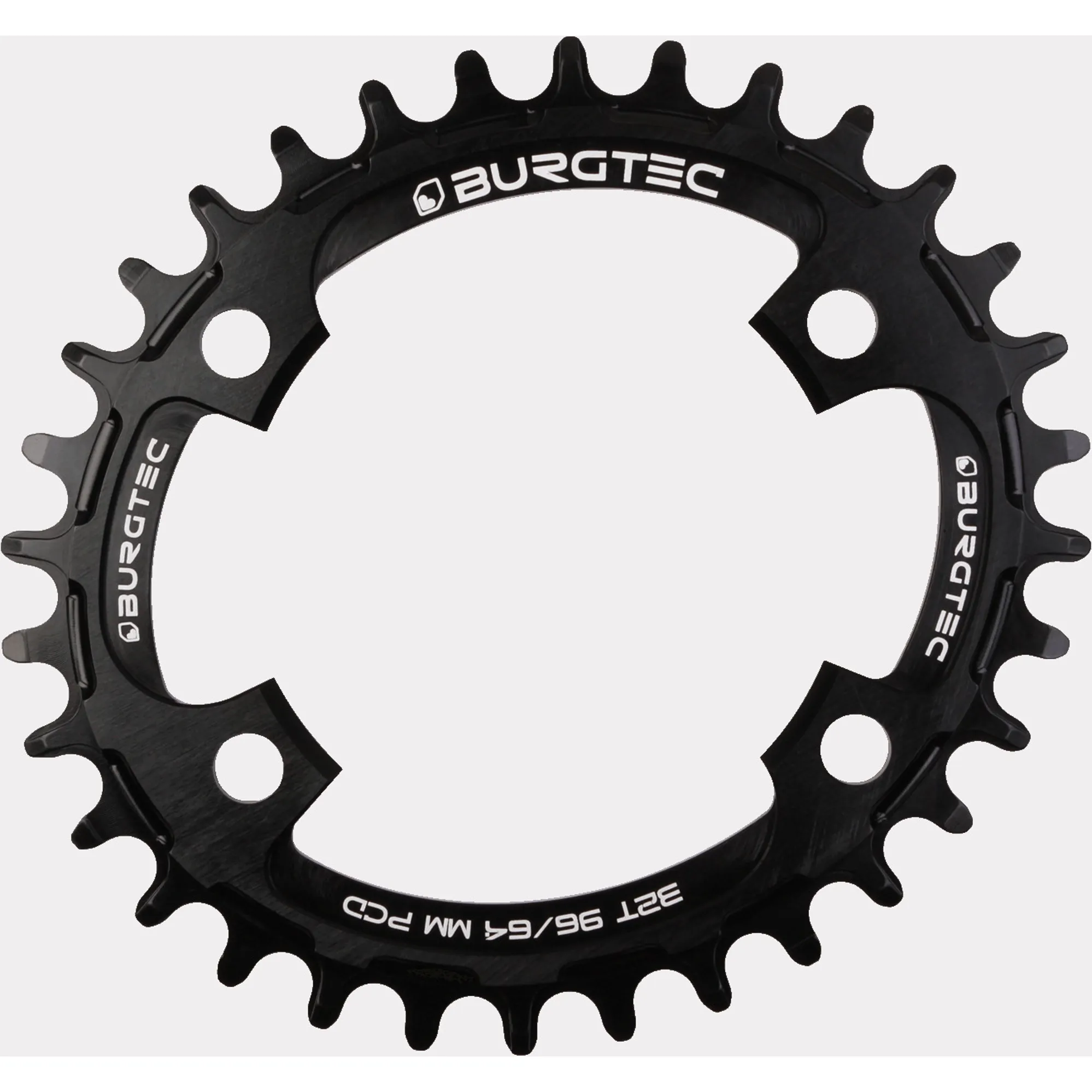 Burgtec Oval ThickThin 96/64mm PCD Chainring for Shimano XT 32T Black