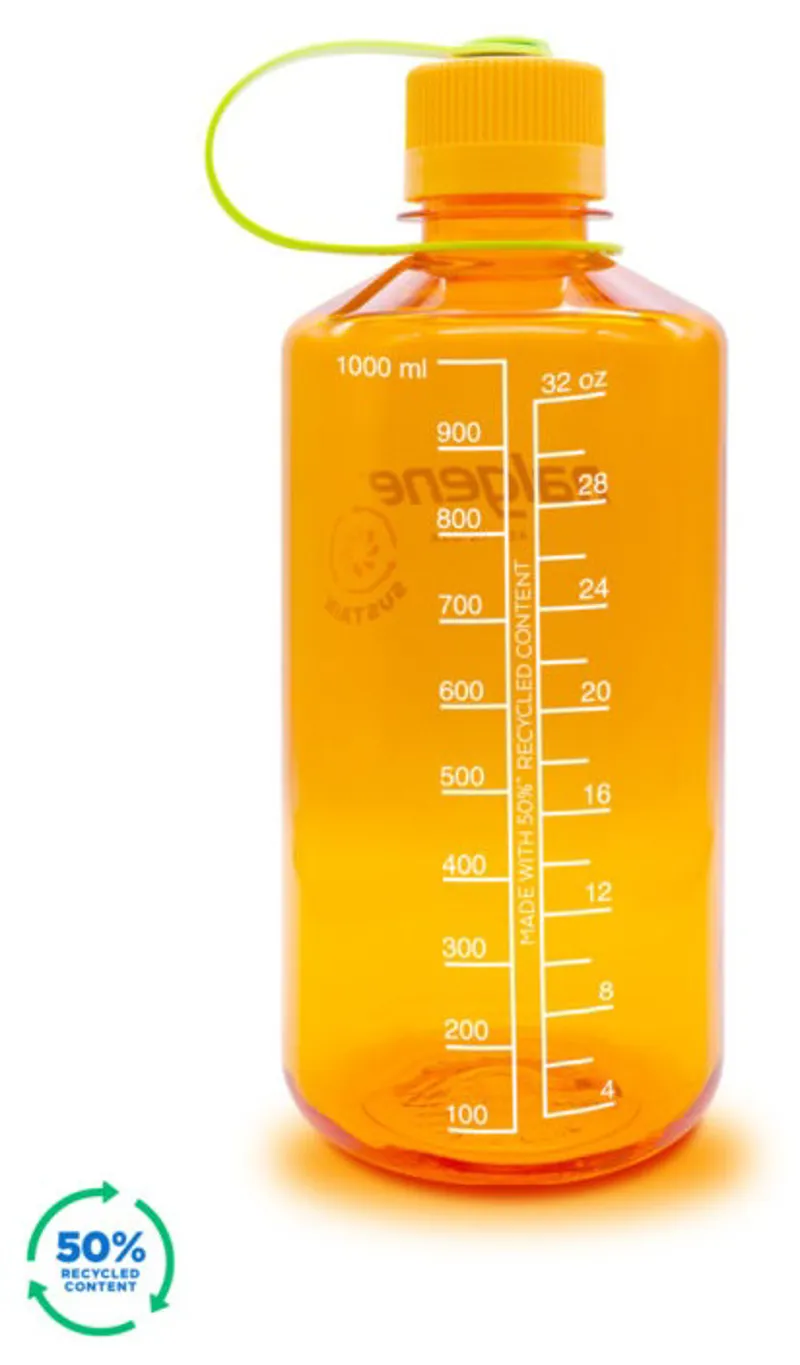 Nalgene Narrow Mouth Sustain Tritan 50% Recycled 1L Bottle Clementine-1