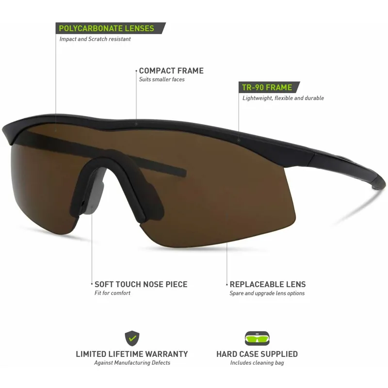 Madison D Arcs Compact Glasses 3-Lens Pack Matte Black Frame/Dark/Amber/Clear Lens-6