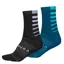 Endura Coolmax Stripe Socks Twin Pack Black/Kingfisher