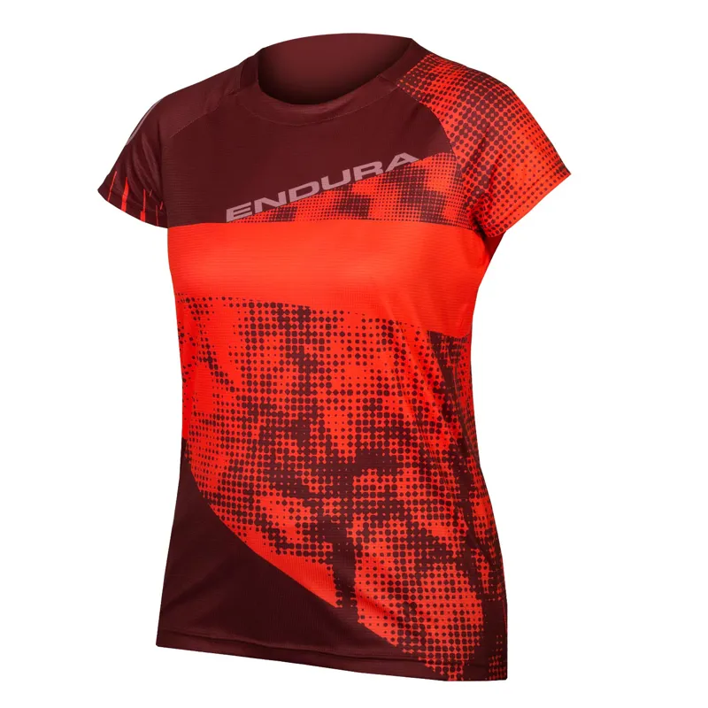 Endura SingleTrack Dots Womens Tee LTD Hi Viz Coral