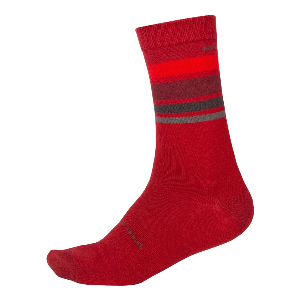 Endura Endura BaaBaa Merino Stripe Socks Red