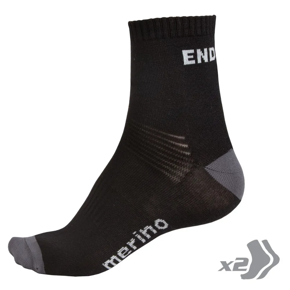 Endura Endura BaaBaa Merino Socks x2 Pack Black