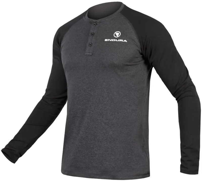 Endura One Clan Henley Raglan LS T-Shirt  Anthracite/Black