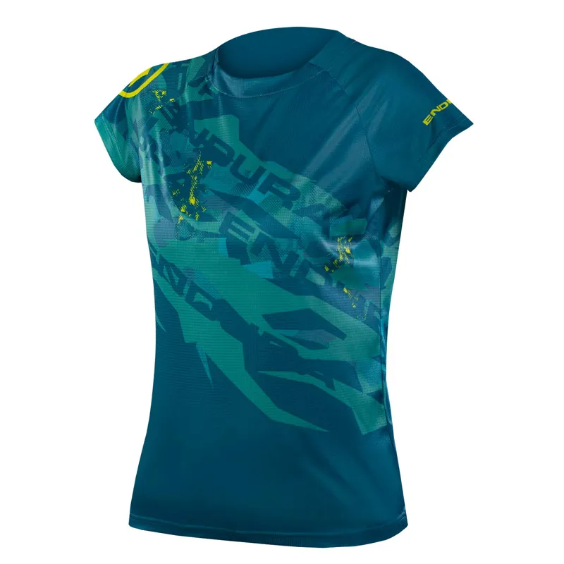 Endura SingleTrack Print SS Womens Tee LTD Kingfisher Blue