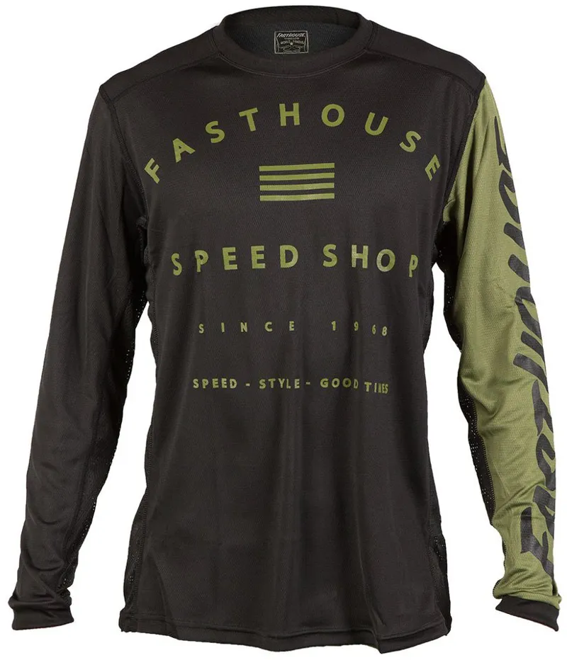 Fasthouse Fastline Speed Shop LS Jersey Black/Olive
